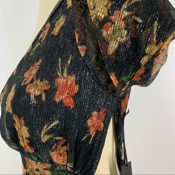 House of Harlow 1960 x Revolve Chiffon One Shoulder Top Women’s XXS Metallic - Picture 11 of 12